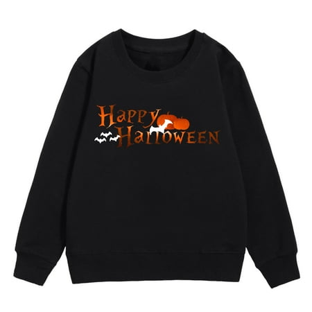 

Girls Sweatshirt Autumn and Winter Children s Warm Top Cozy Letter Pumpkin Bat Pattern Festive Daily Wear for Boys 18 Month Boy Jacket Boys Hoodies Jacket Girls Printed Hoodies for Women Kids Girls