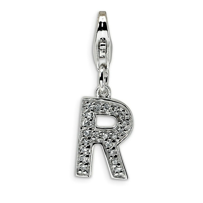 Silver Bangle with Letter R Charm