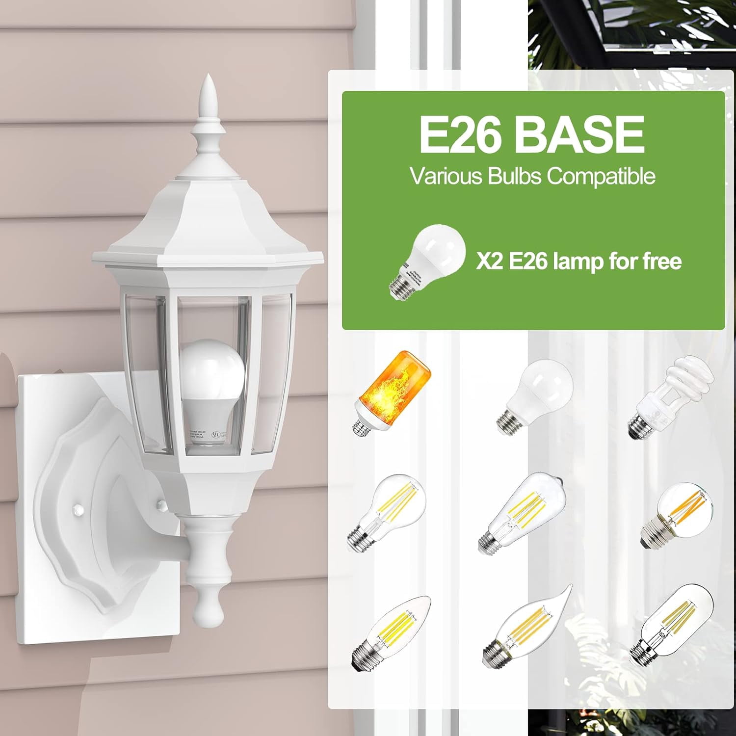 EMART Outdoor Porch Light, Exterior Waterproof Wall Light Fixtures, Anti-Corrosion Plastic Material for Backyard, Garage - White, 1 Pack