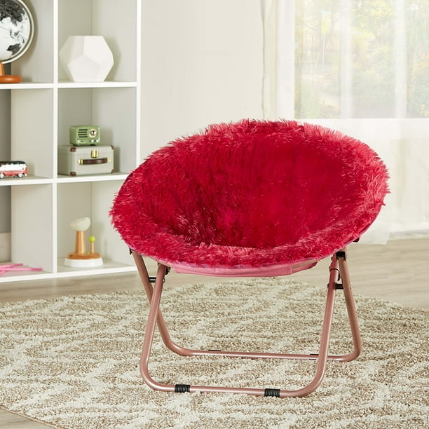 Mainstays Blair Plush FauxFur Kids Saucer Chair, Multiple Colors