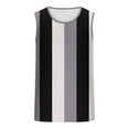 thumbnail image 4 of VBTAPA Mens Beach Tank Top Sleeveless Striped Graphic Tee Shirts Summer Vacation Gym Running Workout Tops Gray L, 4 of 5