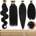 thumbnail image 5 of SEGO I Tip Hair Extensions Hair Extensions 100% Remy Human Hair Stick Tip Keratin Real For Women Natural Black Color Body Wave, 5 of 7