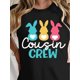 thumbnail image 1 of Family Joy] Women's Easter "Cousin Crew" Bunny Graphic T-Shirt - Casual Black Polyester Blend, Short Sleeve, Round Neck, All-Season Comfort, Allseason Apparel|Fun Casual Top|Stretchy Fabric, 1 of 6