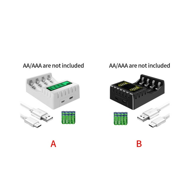 Battery Charger Circuit Smart USB Adapter LCD Display Chargers 4 High-performance Multi-functional Power Accessories AAA Using black