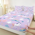 thumbnail image 3 of Castle Fairy Kawaii Unicorn Twin Sheet Sets,Cartoon Floral Love Heart Bedding, 3 of 7