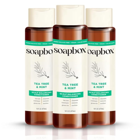 Soapbox Tea Tree with Shea Butter Conditioner, Volumizing, Vegan, Color Safe - 16 fl oz (Pack of 3)