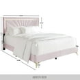 thumbnail image 4 of Castle Place Luxurious Diamond Strip Velvet Upholstered Bed Light Pink, Queen, 4 of 6
