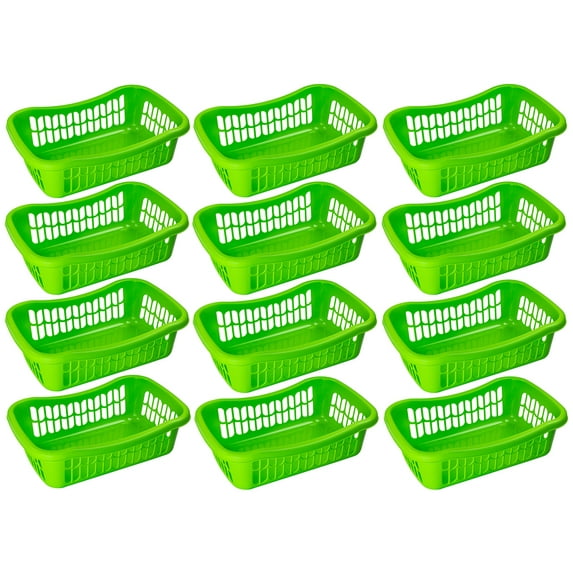 YBM Home Plastic Storage Basket Bin and Drawer Organizer, 17.75” x 11.5” Green (12-Pack)