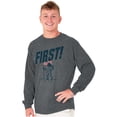thumbnail image 5 of First on the Moon USA Flag Astronaut Long Sleeve TShirt Men Women Brisco Brands S, 5 of 6