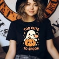 thumbnail image 3 of Too Cute To Spook Shirt | Cute Ghost Graphic Tee | Unisex Casual T-Shirt, Navy, Size S, 3 of 6