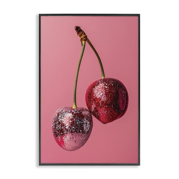 Stupell Industries Eclectic Dazzling Cherry Pair Black Framed Giclee Art, 12 x 18, by LSR Design Studio