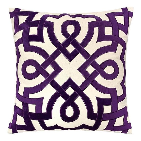Furniture of America Martha Fabric Throw Pillows in Beige and Purple (Set of 2)
