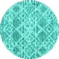 thumbnail image 1 of Ahgly Company Indoor Round Trellis Turquoise Blue Modern Area Rugs, 6' Round, 1 of 4
