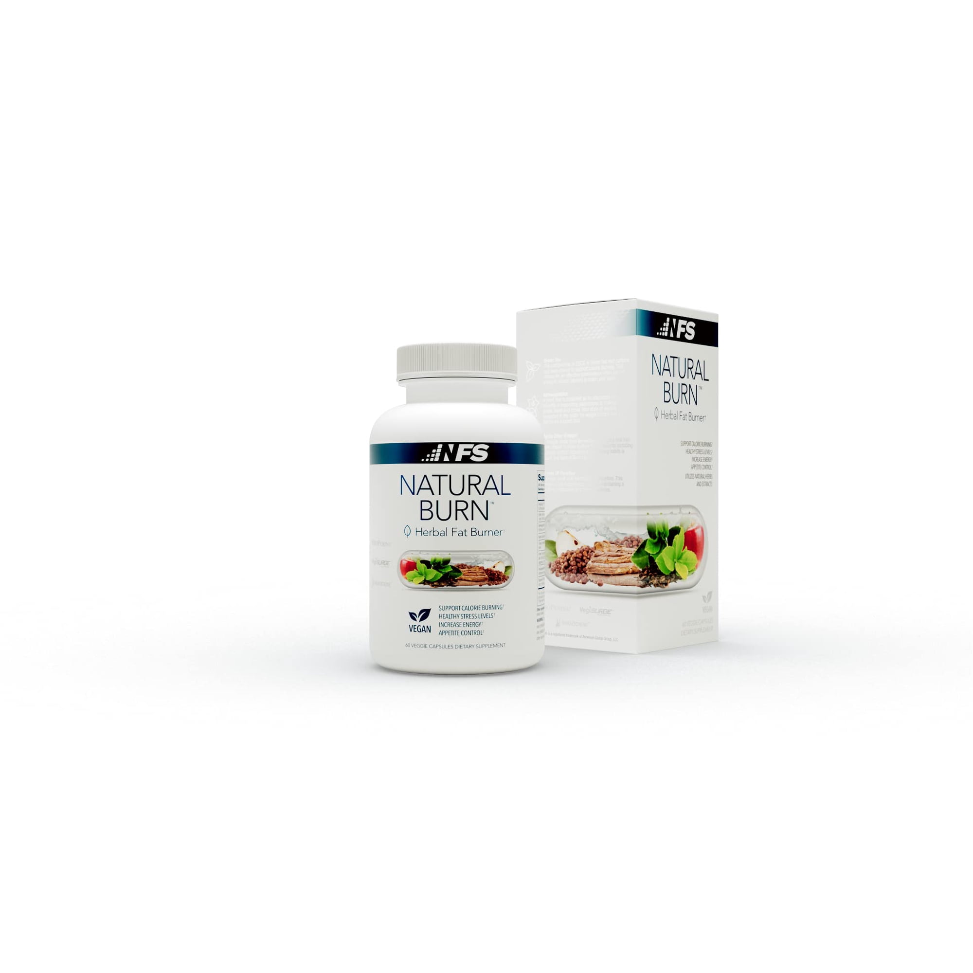 NF Sports Natural Burn Herbal Weight Support, Appetite Support, Energy Support, and Thermogenic for Women and Men with ACV, Ashwagandha and Green Tea Extract, 60 Vegan Capsules
