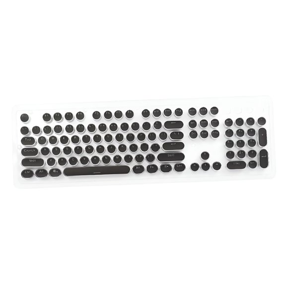 GJX Round Keycap Set with Translucent Layer Gaming Keyboard Retro Punk Typewriter - Black