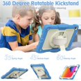 thumbnail image 5 of iPad 9.7 2018/2017 Case/iPad 6th Gen Case/iPad Air 2 Case with Built-in Screen Protector, Heavy Rugged Full Shockproof Case 360 Degree Rotating Stand Cover with Adjustable Shoulder Strap,Blue, 5 of 7