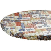 HomeCrate Rustic Patchwork Heavyweight Vinyl Tablecloth, Small Round