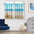thumbnail image 2 of Ocean Beach Kitchen Curtains - Summer Starfish Seashell Tropical Sea Sky View Print Decor Home Bedroom Living Room Rod Pocket Window Drapes 2 Panels Set, 56"x36", 2 of 5