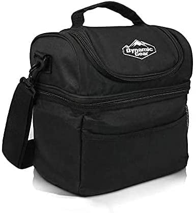 Dynamic Gear Refrigerated Lunch Box Tote Bag, Large, Adults/Men/Women, Insulated, Mesh Pockets, For Travel, Work, Picnic, Camping! (Black)