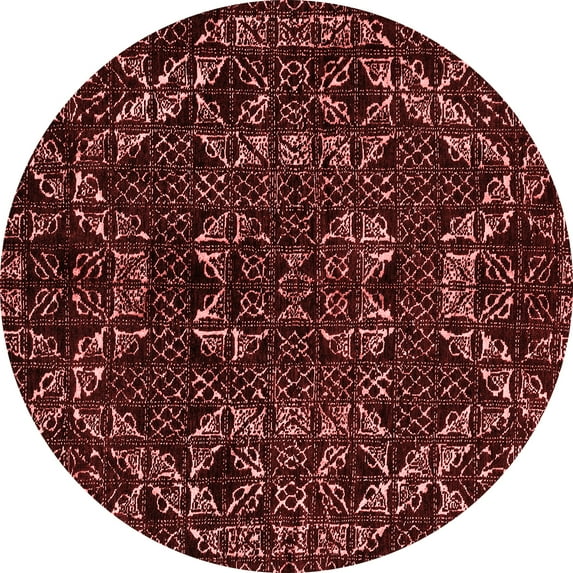 Ahgly Company Machine Washable Indoor Round Abstract Red Modern Area Rugs, 4' Round