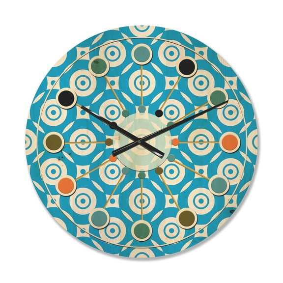 Designart 'Ornamental Retro Design IV' Mid-Century Modern Wood Wall Clock