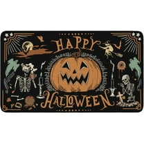 Vintage Halloween Doormat 17x30 inches, Horror Halloween Pumpkin Skull Ghost Doormat, Indoor and Outdoor Entrance Mat Non-Slip Welcome Party Halloween Decoration Mat