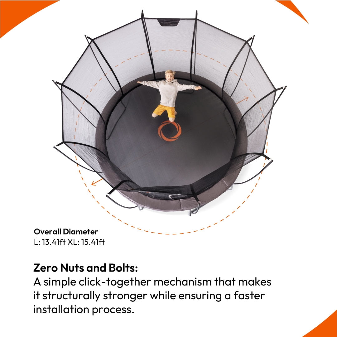 VULY Ultra 2 Extra Large 15ft Trampoline with Enclosure - Round Kids Trampolines