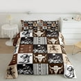 thumbnail image 2 of Castle Fairy Teens Adults Cowboy Boots Hat Full Size Comforter Sets 3-Piece,Geometric Plaid Bedding Comforter Set,Black Brown Aztec Lightweight Bedding Sets,Ultra Soft Home Decor,Reversible, 2 of 8