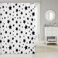 thumbnail image 2 of Manfei Cute Stars Shower Curtain 72Wx78L,Kawaii Sprinkle Print Bath Curtain,White Black, 2 of 5