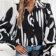 thumbnail image 5 of Camisa Superior Blusas femeninas Tops Casual Impreso Elegante Cómodo Turndown Collar Streetwear Traje Ygjytge Xl Negro para Mujer, 5 of 6