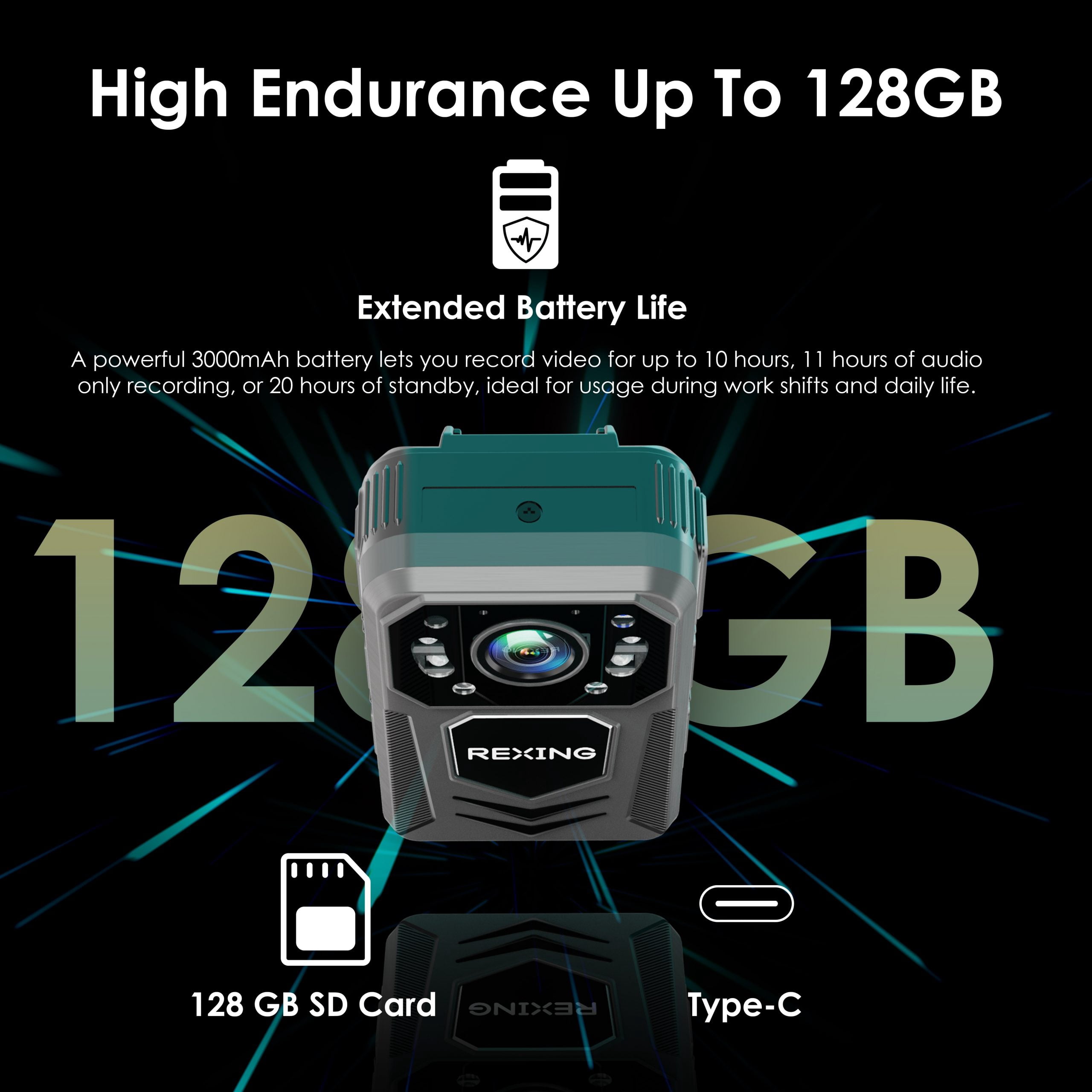 Rexing P3 Mini 1080p FHD Body Video Camera with Type-C Port