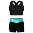 thumbnail image 1 of CHICTRY Kids Girls Gym Suit Sports Outfit Cropped Tank Top with Striped Biker Shorts Set for Running Jogging Hiking Black&Blue Green 10, 1 of 7