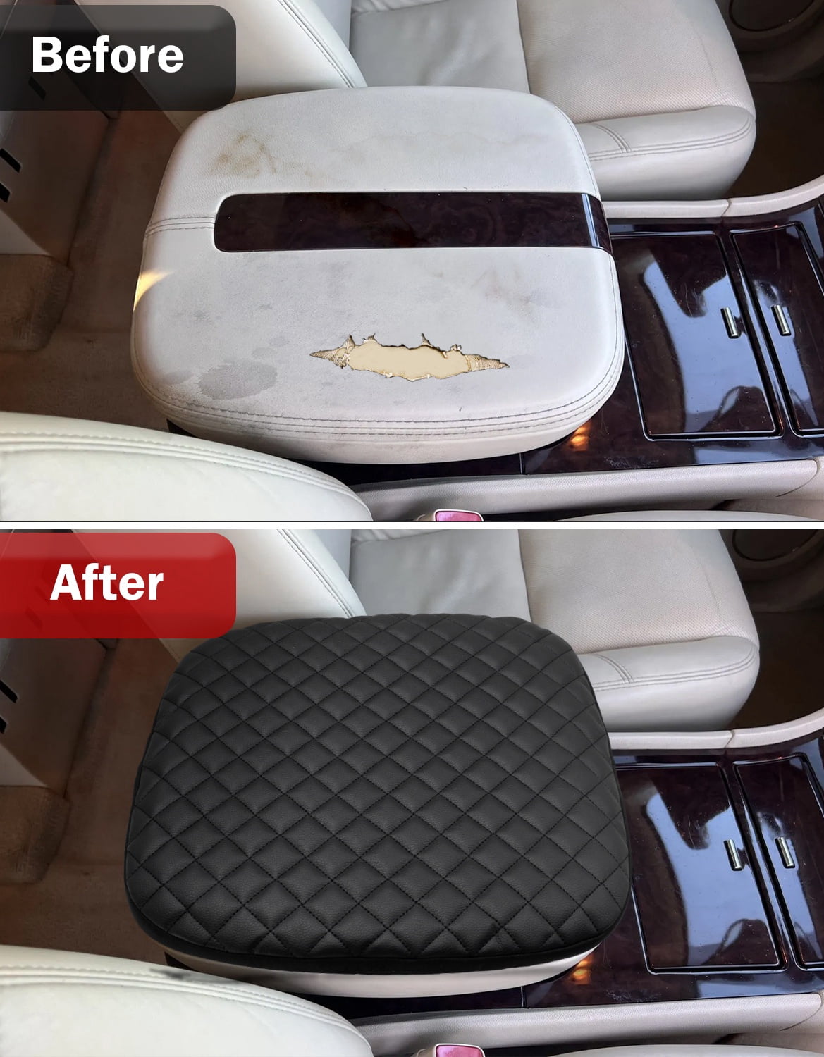 KBH Center Console Cover for Cadillac Escalade 2007-2014, Middle Console Lid Armrest Cover Protector for Car Interior Accessories, Black