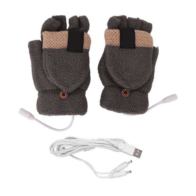 Guantes con calefacción USB ANGGREK medio guantes de tejer calefacción eléctrica para portátiles