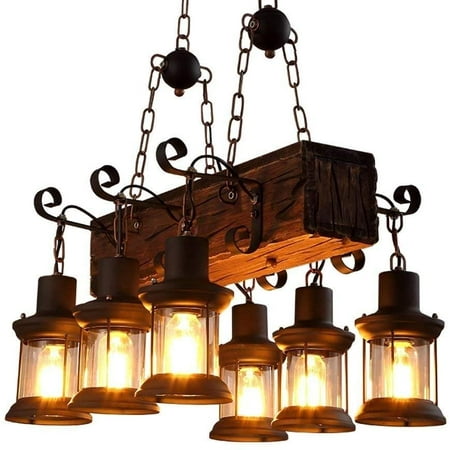 Farmhouse Lighting Industrial Rustic Wood Beam Linear Island Pendant Light Chandelier Hanging Ceiling Fixture 6 E26 Canada Farmhouse Lighting Industrial Rustic, Industrial Farmhouse Lighting Chandelier