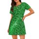 thumbnail image 1 of Disketp Shiny round green sequins para Camisón Corto de Manga Corta para Mujeres, Camisón Cómodo con Escote Redondo, Bonito y Confortable, 1 of 6