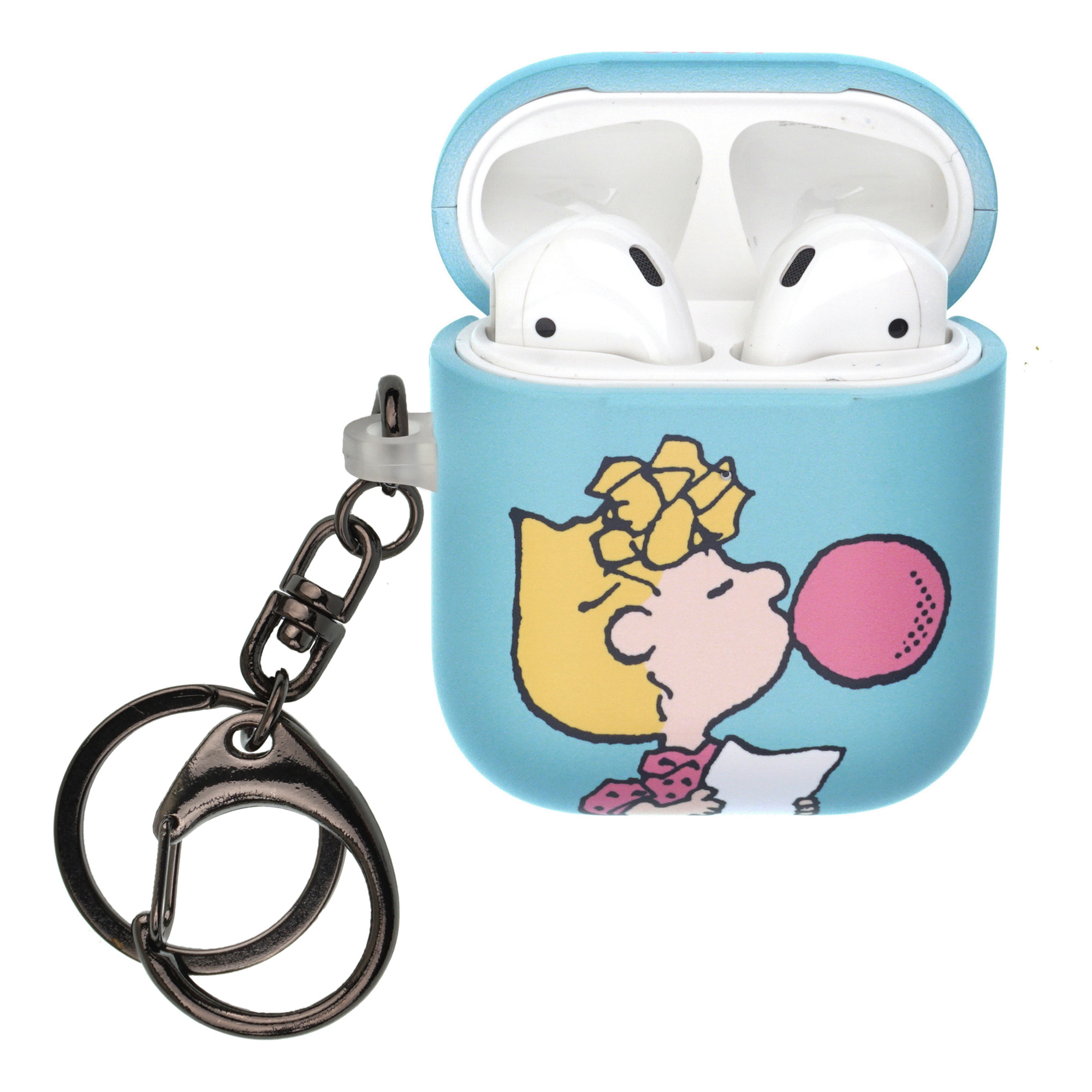 Peanuts AirPods Case Key Ring Keychain Key Holder Hard PC Shell Strap Hole Cover Sally Bubble