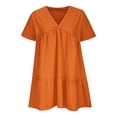 thumbnail image 4 of Dresses for Women Plus Size V-Neck Short Sleeve Fashion Summer Casual Mini Dress, 4 of 6