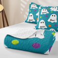 thumbnail image 4 of Feelyou Kawaii Ghost Boo Twin Quilt Set, Cute Polka Dot Twin Coverlet Set, Teal White, 2pcs, 1 Comforter and 1 Pillowcase, 4 of 7