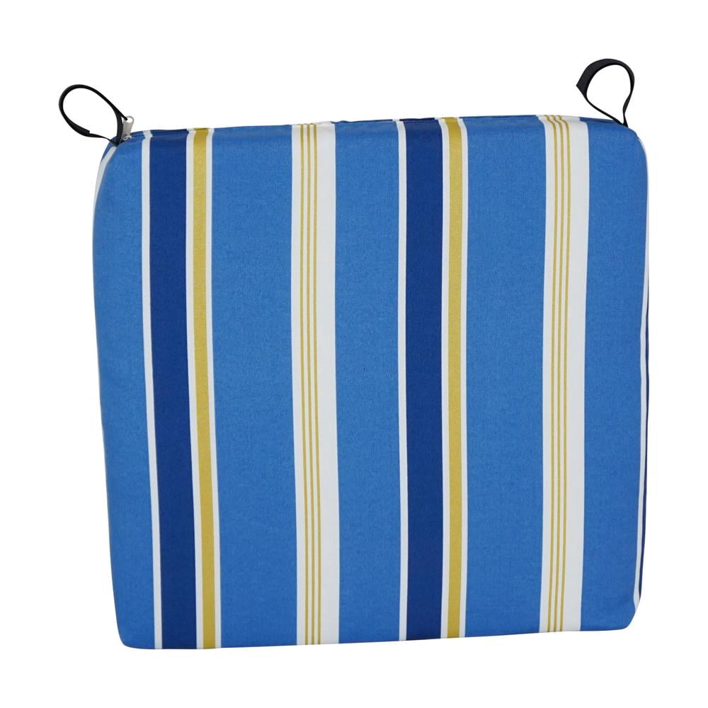 Blazing Needles 93454-2CH-OD-222 20 x 19 in. Patterned Outdoor Chair Cushions, Heatwave Cobalt - Set of 2