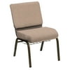 HERCULES Series 21''W Church Chair in Shire Canvas Fabric with Book Rack - Gold Vein Frame