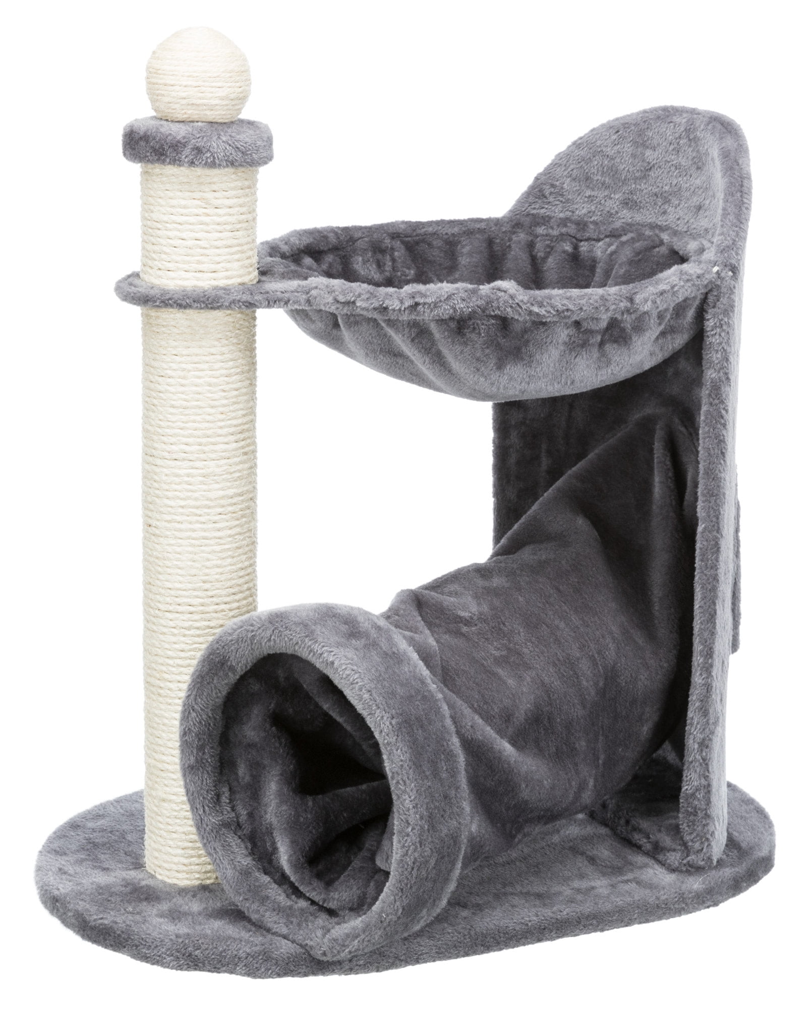 TRIXIE Baza Gandia Jute & Plush 2-Level 26.8" Cat Tree with Scratching Post & Hammock, Gray
