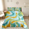 thumbnail image 2 of Manfei Abstract Swirl Queen Comforter Set, Teal Yellow Comforter Sets Queen, Reversible 3pcs, 1 Comforter and 2 Pillowcases, 2 of 6