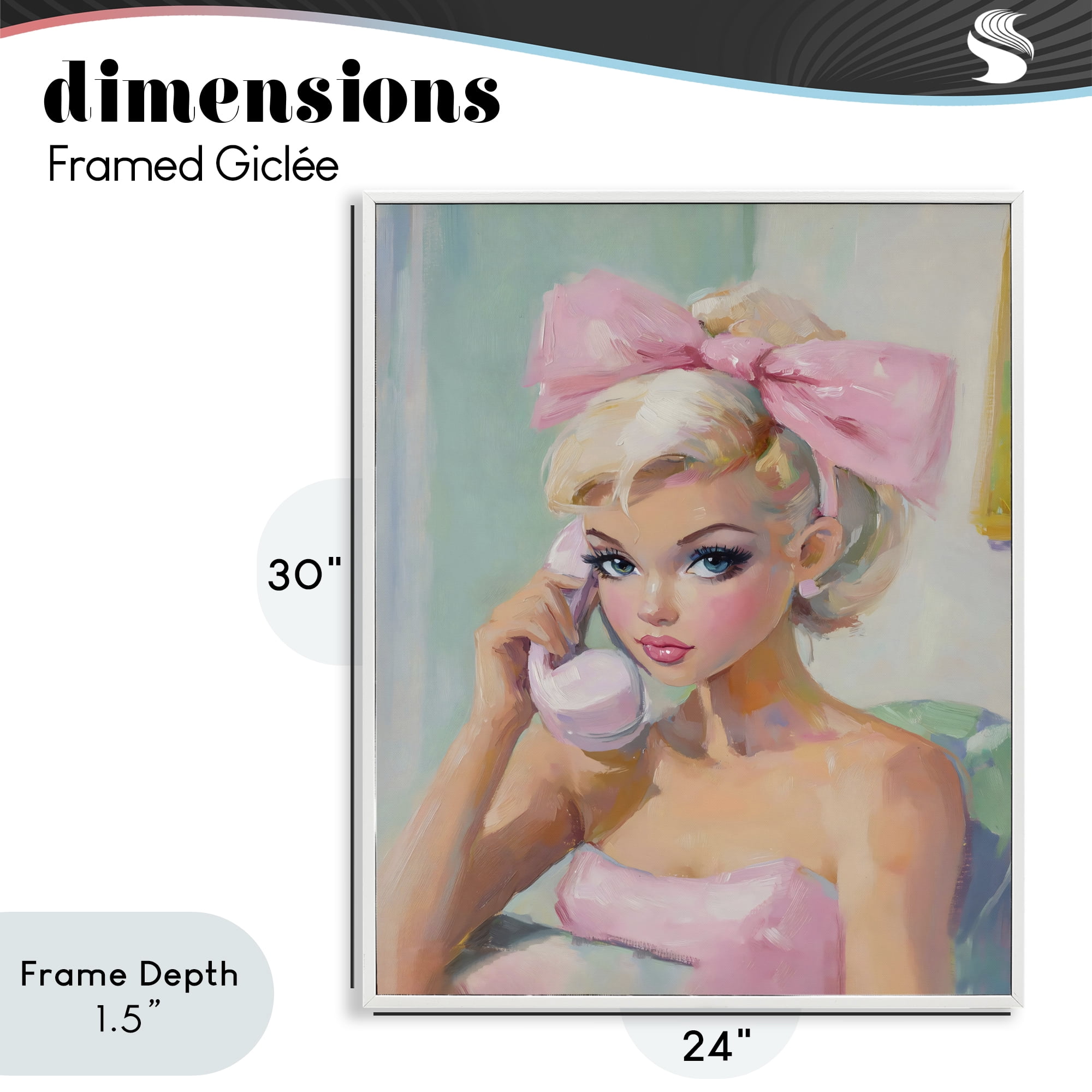 Stupell Industries Blonde Girl with Pink Bow White Framed Giclee Art, design by The Prints Vibe
