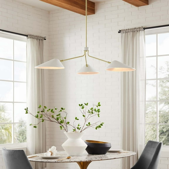 Modway Journey 3-Light 14" Arm Pendant in White