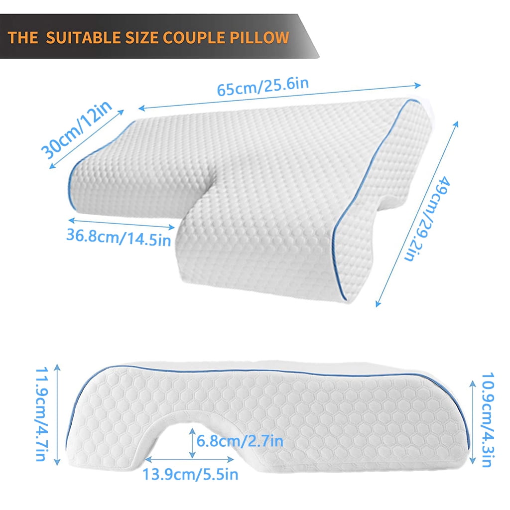 WINDLAND Couples Pillow with Arm Rest Memory Foam Anti Hand Pressure Neck Pain Relief Arched Sleeping Cuddle Cervical Cushion for Side Sleepers