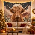 thumbnail image 3 of Highland Cow in Desert Moonlight with Stars, Mystical Fantasy for Animal Lovers, Wildlife Wall Decor Housewarming Gift Tapestry Wall Hanging for Living Room and Bedroom, 3 of 7