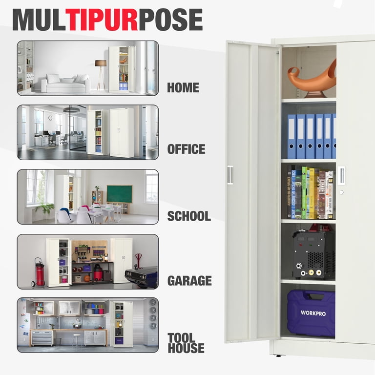 WORKPRO 71" Metal Garage Storage Cabinet, Locking Doors photo 7