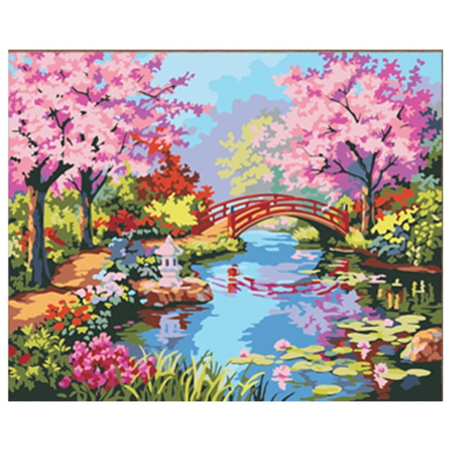 16 x 20 Inch DIY Oil Painting on Canvas Paint by Number Kit Spring Flower Pattern for Adults Kids Beginner Craft Home Wall Decor Gift Frameless