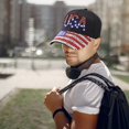 thumbnail image 2 of Jiibva American Flag Baseball Cap Sparkle Rhinestone USA Flag Trucker Hat Adjustable Hip Hop Hat for Men Women, 2 of 7